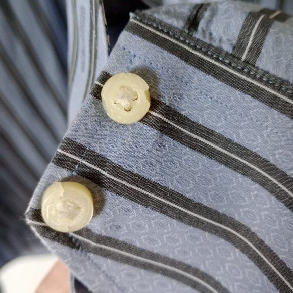 Thomas Dean Men's Cotton Striped Button-down Casual Shirt size Large - Picture 6 of 9